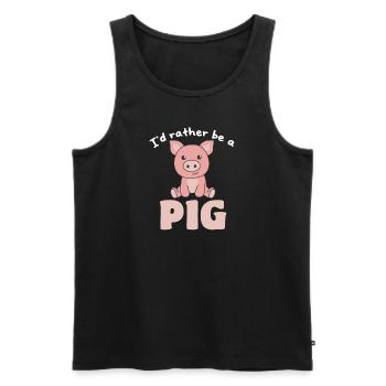 Ich wäre lieber ein Schwein - süßes Schwein - Männer Premium Bio Tank Top - Schwarz - Vorne - Michal (187cm)