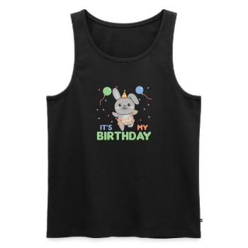 Lapin pour anniversaire pour les enfants c’est mon anniversaire - Débardeur bio Premium Homme - noir - Devant - Michal (187cm)