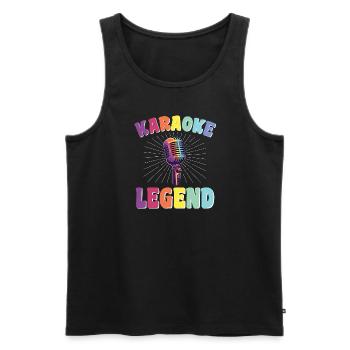 Un chanteur de karaoké dit une légende du karaoké rétro - Débardeur bio Premium Homme - noir - Devant - AI Model Male 178 light (178cm)