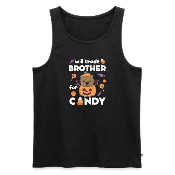 Wombat Halloween échange son frère contre des bonbons - Débardeur bio Premium Homme - noir - Devant - Michal (187cm)