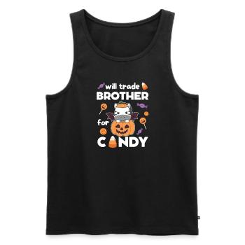 Zebra Halloween swap brother for sweets - Men's Premium Organic Tank Top - black - Front - Michal (187cm)
