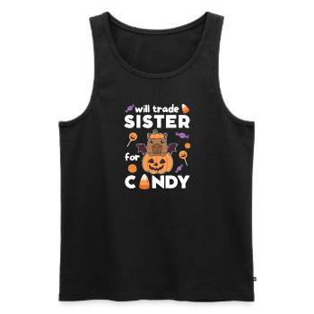 Capybara Halloween swap sister for sweets - Men's Premium Organic Tank Top - black - Front - AI Model Male 178 light (178cm)