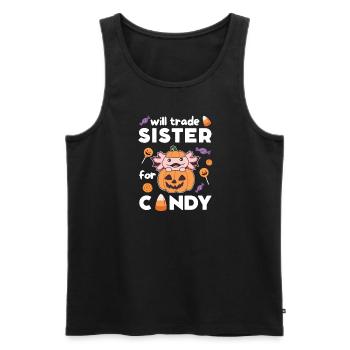 Axolotl Halloween swap brother for sweets - Men's Premium Organic Tank Top - black - Front - Michal (187cm)