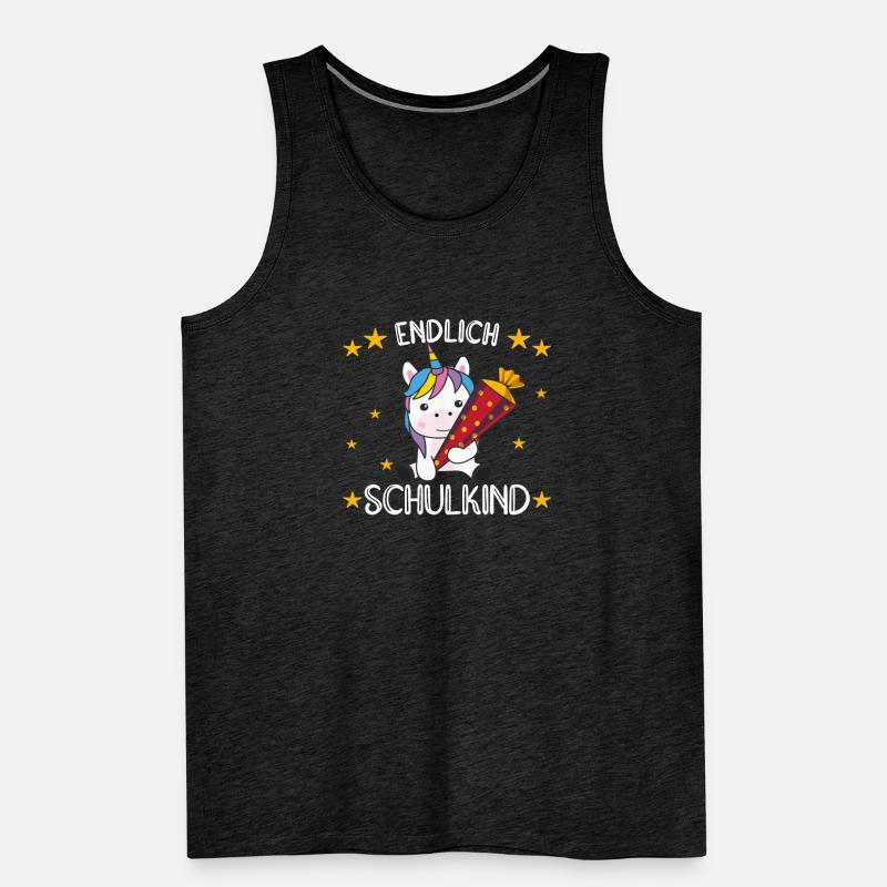 endlich Schulkind Einschulung Schule Einhorn Männer Premium Bio Tank Top