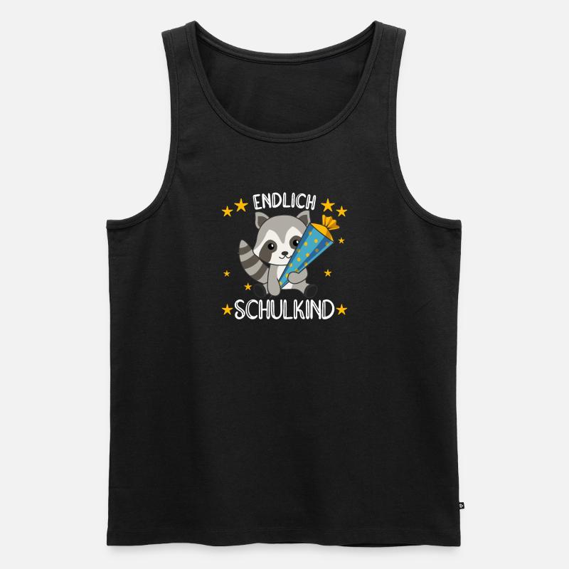 endlich Schulkind Einschulung Schule Waschbär - Männer Premium Bio Tank Top - Schwarz