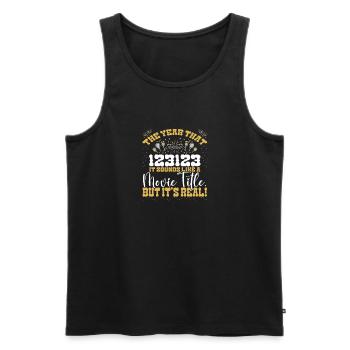 the last day of 2023 is 123123 - Männer Premium Bio Tank Top - Schwarz - Vorne - Michal (187cm)