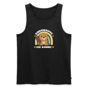 Kinderkrippe Ich Komme! Biber - Männer Premium Bio Tank Top - Schwarz - Vorne - AI Model Male 178 light (178cm)
