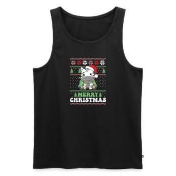 Joyeux Noël rétro moche Noël Zèbre - Débardeur bio Premium Homme - noir - Devant - Michal (187cm)