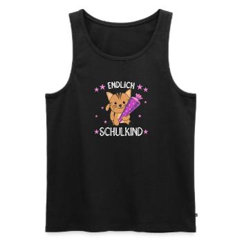 endlich Schulkind Einschulung Schule Katze - Männer Premium Bio Tank Top - Schwarz - Vorne - AI Model Male 178 light (178cm)