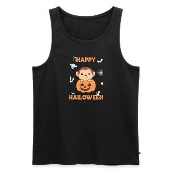 Singe à la citrouille singe mignon Joyeux Halloween - Débardeur bio Premium Homme - noir - Devant - Michal (187cm)