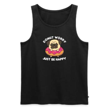 Cute pug funny animals in donut pink - Men's Premium Organic Tank Top - black - Front - Michal (187cm)