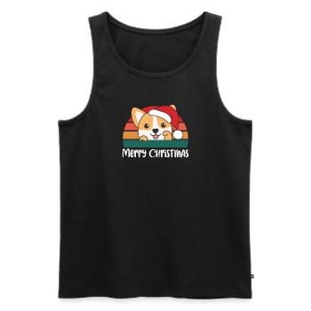 Joyeux Noël Retro Corgi Noël - Débardeur bio Premium Homme - noir - Devant - Michal (187cm)
