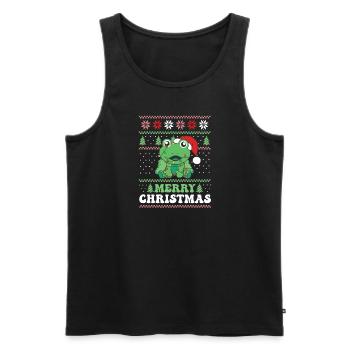 Joyeux Noël rétro moche grenouille de Noël - Débardeur bio Premium Homme - noir - Devant - Michal (187cm)