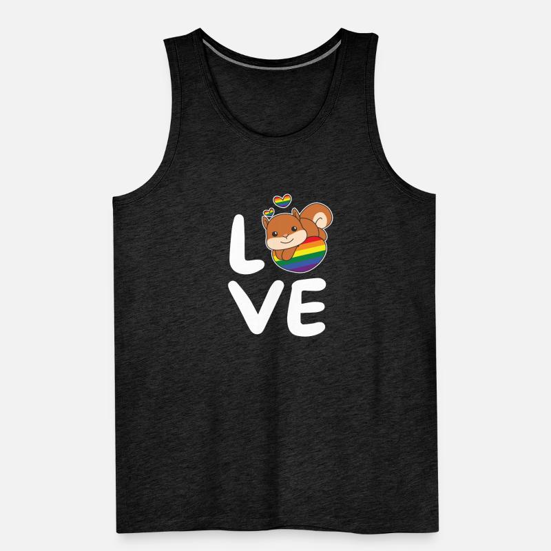 Rainbow Flag Pride LGBTQ Cute Squirrel Men's Premium Organic Tank Top