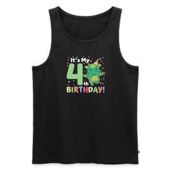 Drache zum 4. Geburtstag Kinder vier Jahre alt - Männer Premium Bio Tank Top - Schwarz - Vorne - Michal (187cm)