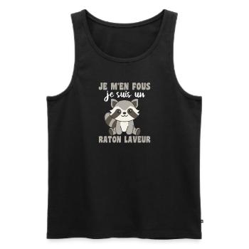 Je m'en fous je suis un ratonlaveur - Waschbär - Männer Premium Bio Tank Top - Schwarz - Vorne - Michal (187cm)