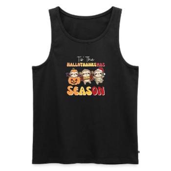 Tis' the Hallothanksmas Saison Paresseux - Débardeur bio Premium Homme - noir - Devant - AI Model Male 178 light (178cm)