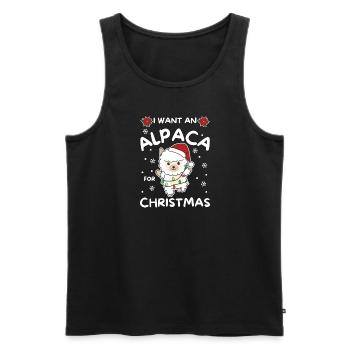 Je veux un alpaga pour Noël alpagas mignons - Débardeur bio Premium Homme - noir - Devant - Michal (187cm)