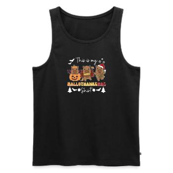 Ceci est ma chemise Hallothanksmas Capybara - Débardeur bio Premium Homme - noir - Devant - Michal (187cm)