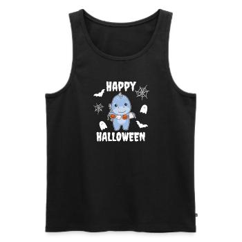 Dino Happy Halloween Kürbis Geist Kostüm - Männer Premium Bio Tank Top - Schwarz - Vorne - Michal (187cm)