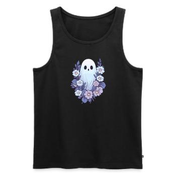Halloween Groovy Ghost Hippie Fleurs Vintage - Débardeur bio Premium Homme - noir - Devant - Michal (187cm)