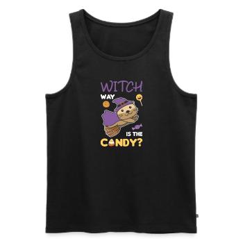 Otter Hexen Witch way is the candy Happy Halloween - Men's Premium Organic Tank Top - black - Front - AI Model Male 178 light (178cm)