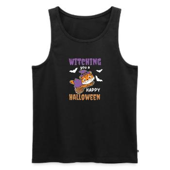 Tiger Hexe Witching you a Happy Halloween - Männer Premium Bio Tank Top - Schwarz - Vorne - AI Model Male 178 light (178cm)