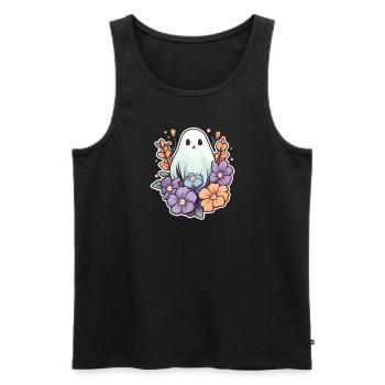 Halloween Groovy Ghost Hippie Fleurs Vintage - Débardeur bio Premium Homme - noir - Devant - Michal (187cm)