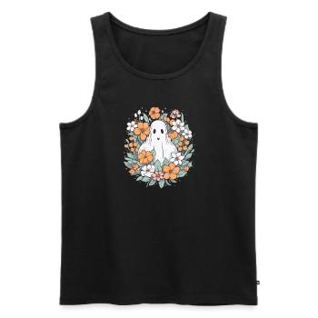 Halloween Groovy Ghost Hippie Fleurs Vintage - Débardeur bio Premium Homme - noir - Devant - Michal (187cm)