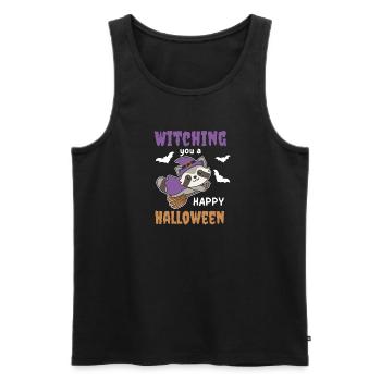 Waschbär Hexe Witching you a Happy Halloween - Männer Premium Bio Tank Top - Schwarz - Vorne - AI Model Male 178 light (178cm)