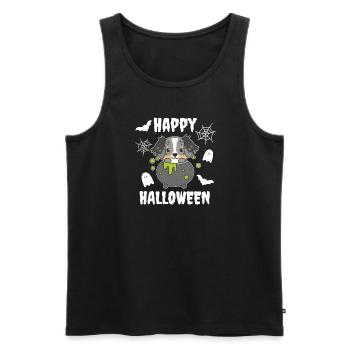 Australian Shepherd Happy Halloween Cauldron - Men's Premium Organic Tank Top - black - Front - Michal (187cm)