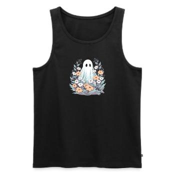 Halloween Groovy Ghost Hippie Fleurs Vintage - Débardeur bio Premium Homme - noir - Devant - Michal (187cm)