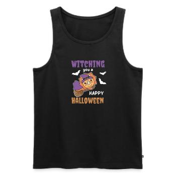Triceratops Hexe Witching you a Happy Halloween - Männer Premium Bio Tank Top - Schwarz - Vorne - AI Model Male 178 light (178cm)