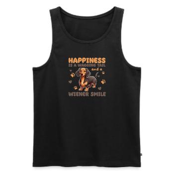 Happiness Is A Wagging Tail And A Wiener Smile - Men's Premium Organic Tank Top - black - Front - AI Model Male 178 light (178cm)