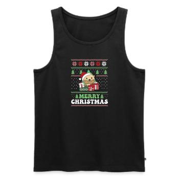 Joyeux Noël rétro moche Noël Loutre - Débardeur bio Premium Homme - noir - Devant - Michal (187cm)
