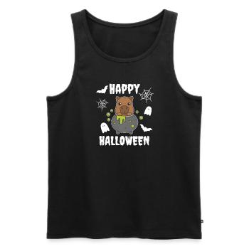 Capybara Happy Halloween Witch's Cauldron Bat - Men's Premium Organic Tank Top - black - Front - AI Model Male 178 light (178cm)