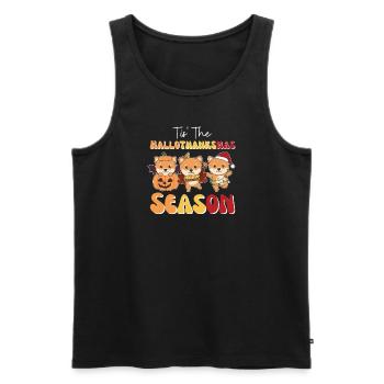 Tis' the Hallothanksmas Saison Shiba Inu - Débardeur bio Premium Homme - noir - Devant - AI Model Male 178 light (178cm)