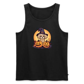 Halloween Witch Hat Pumpkin Dog Poodle - Débardeur bio Premium Homme - noir - Devant - Michal (187cm)