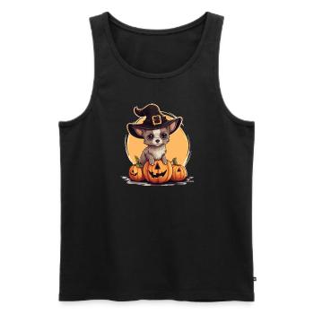 Halloween Witch Hat Pumpkin Dog Chihuahua - Men's Premium Organic Tank Top - black - Front - Michal (187cm)