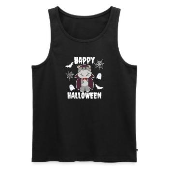 Hippo Happy Halloween süßer Vampir Kostüm - Männer Premium Bio Tank Top - Schwarz - Vorne - Michal (187cm)