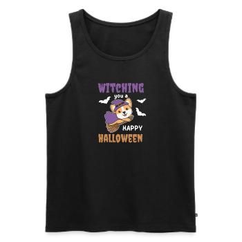 Corgi Hexe Witching you a Happy Halloween - Männer Premium Bio Tank Top - Schwarz - Vorne - AI Model Male 178 light (178cm)