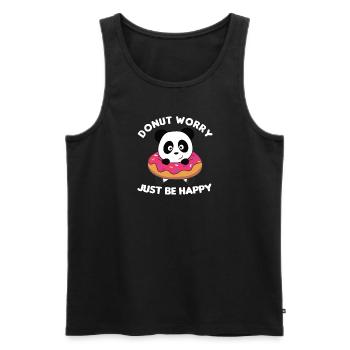 Süßer Panda lustige Tiere in Donut pink - Männer Premium Bio Tank Top - Schwarz - Vorne - AI Model Male 178 light (178cm)