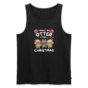 Je veux une loutre pour Noël Sweet Otters - Débardeur bio Premium Homme - noir - Devant - Michal (187cm)