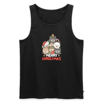 Sapin de Noël en alpaga Joyeux Noël - Débardeur bio Premium Homme - noir - Devant - Michal (187cm)