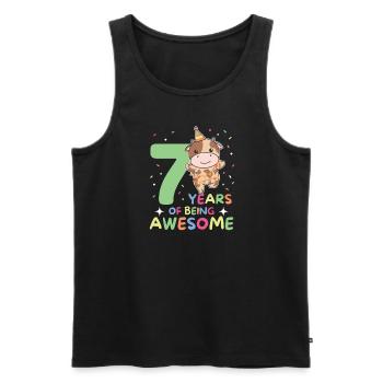 Vache pour les enfants de 7 ans de sept ans - Débardeur bio Premium Homme - noir - Devant - AI Model Male 178 light (178cm)