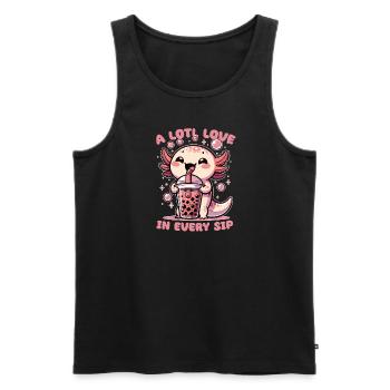 Kawaii Axolotl Bubble Tea Boba Axolotl - Männer Premium Bio Tank Top - Schwarz - Vorne - Michal (187cm)
