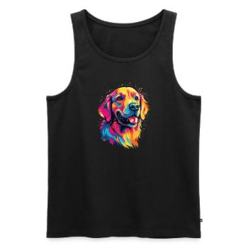 Wasserfarben Farbenfroher Golden Retriever - Männer Premium Bio Tank Top - Schwarz - Vorne - Michal (187cm)