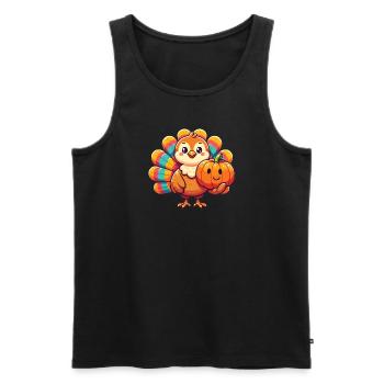 Truthahn Erntedankfest mit süßem Kürbis - Männer Premium Bio Tank Top - Schwarz - Vorne - AI Model Male 178 light (178cm)