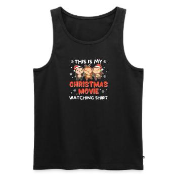 Monkey Christmas Movie Watching - Men's Premium Organic Tank Top - black - Front - AI Model Male 178 light (178cm)