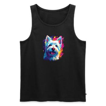 Watercolor Colorful West Highland White - Men's Premium Organic Tank Top - black - Front - Michal (187cm)